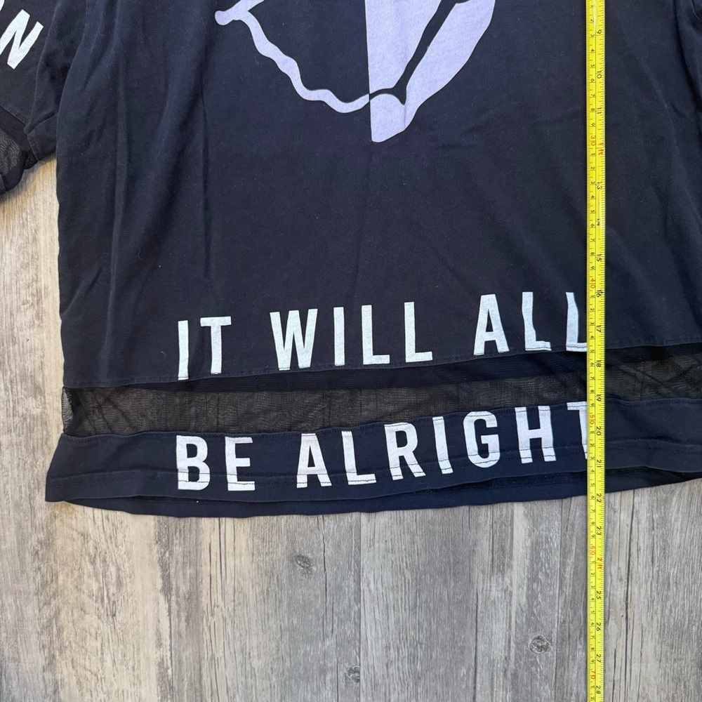 Black Graphic Women's Tee with Mesh Accents - Picture 8 of 10